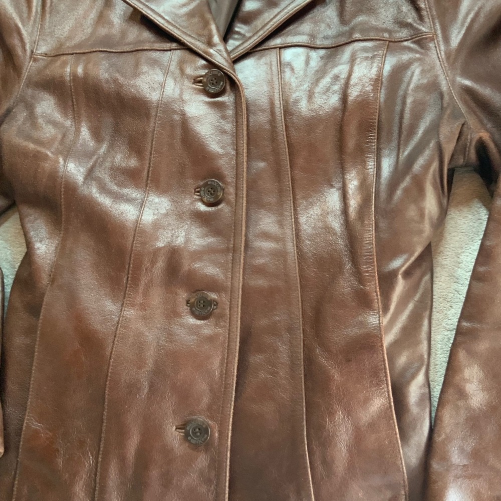 Vintage Wilsons Leather Maxima Brown Button Front Jacket Womens XL - Picture 3 of 15